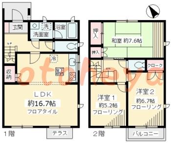 楽器ピアノ可相談 の 賃貸物件 3LDK 14.4万円の図面１