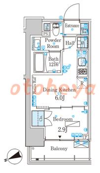 楽器ピアノ可相談 の 賃貸物件 1DK 14.4万円の図面１