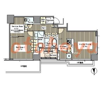 楽器ピアノ可相談 の 賃貸物件 1SLDK 37.7万円の図面１