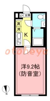 楽器ピアノ可相談 の 賃貸物件 1K 9万円の図面１