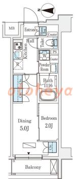 楽器ピアノ可相談 の 賃貸物件 1DK 11.4万円の図面１