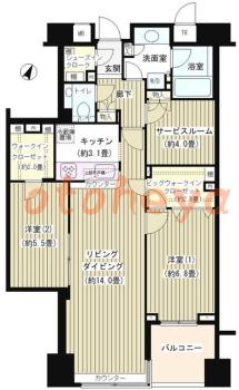 楽器ピアノ可相談 の 賃貸物件 2SLDK 31万円の図面１