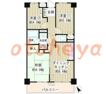 楽器ピアノ可相談 の 賃貸物件 3DK 15.5万円の図面１