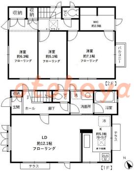 楽器ピアノ可相談 の 賃貸物件 3LDK 23万円の図面１
