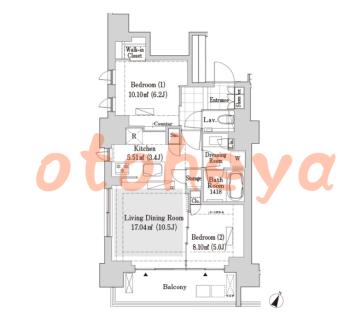 楽器ピアノ可相談 の 賃貸物件 2LDK 33.8万円の図面１