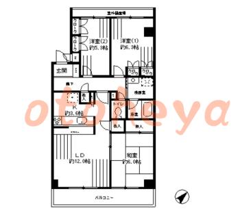 楽器ピアノ可相談 の 賃貸物件 3LDK 16万円の図面１