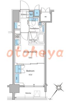 楽器ピアノ可相談 の 賃貸物件 1DK 14万円の図面１