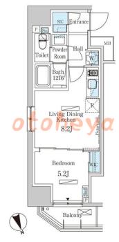 楽器ピアノ可相談 の 賃貸物件 1LDK 22.3万円の図面１