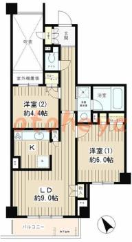 楽器ピアノ可相談 の 賃貸物件 2LDK 17.5万円の図面１