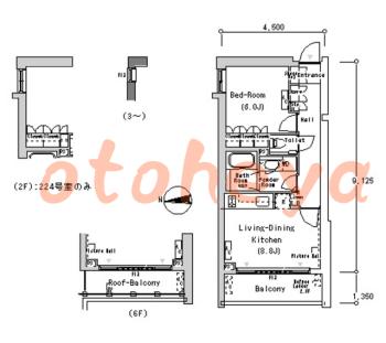 楽器ピアノ可相談 の 賃貸物件 1LDK 27万円の図面１