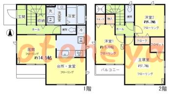 楽器ピアノ可相談 の 賃貸物件 3LDK 22万円の図面１