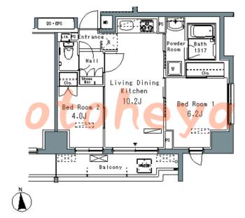 楽器ピアノ可相談 の 賃貸物件 2LDK 22万円の図面１