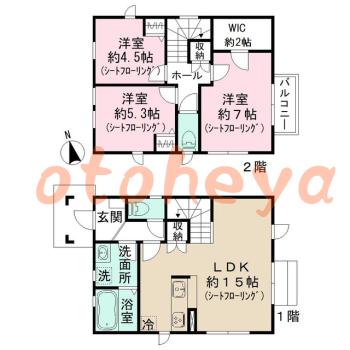 楽器ピアノ可相談 の 賃貸物件 3LDK 24.5万円の図面１