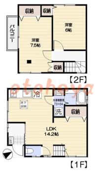 楽器ピアノ可相談 の 賃貸物件 2LDK 9.9万円の図面１
