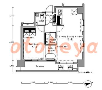 楽器ピアノ可相談 の 賃貸物件 1LDK 26万円の図面１