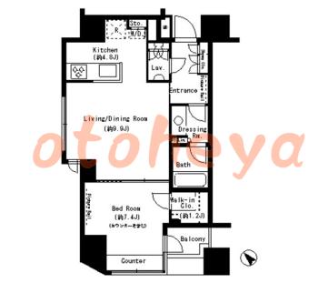 楽器ピアノ可相談 の 賃貸物件 1LDK 28.5万円の図面１