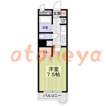 楽器ピアノ可相談 の 賃貸物件 1K 7.8万円の図面１