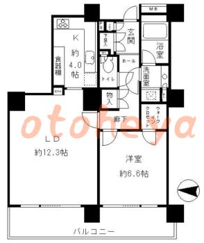 楽器ピアノ可相談 の 賃貸物件 1LDK 25.2万円の図面１