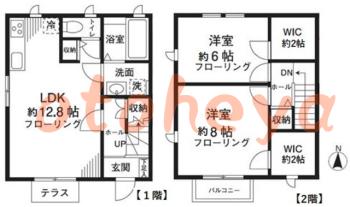 楽器ピアノ可相談 の 賃貸物件 2LDK 19万円の図面１