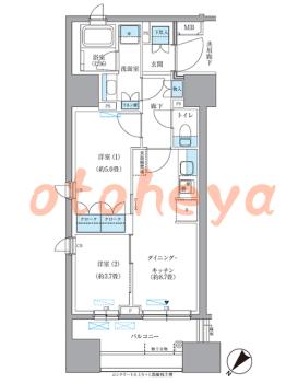 楽器ピアノ可相談 の 賃貸物件 2DK 24万円の図面１