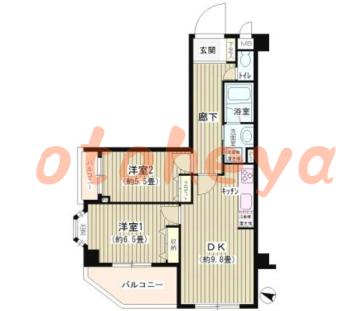 楽器ピアノ可相談 の 賃貸物件 2LDK 15.7万円の図面１