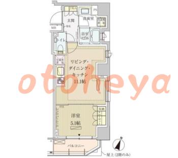 楽器ピアノ可相談 の 賃貸物件 1LDK 25.5万円の図面１