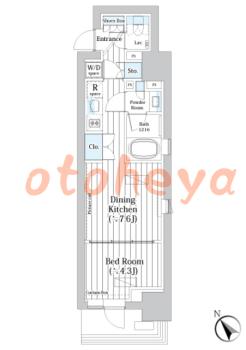 楽器ピアノ可相談 の 賃貸物件 1DK 16.2万円の図面１