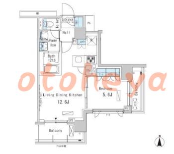 楽器ピアノ可相談 の 賃貸物件 1LDK 19万円の図面１
