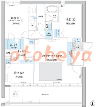 楽器ピアノ可相談 の 賃貸物件 3LDK 29.4万円の図面１