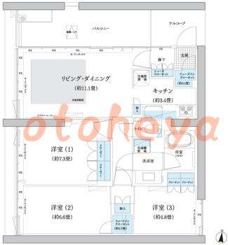 楽器ピアノ可相談 の 賃貸物件 3LDK 26.5万円の図面１