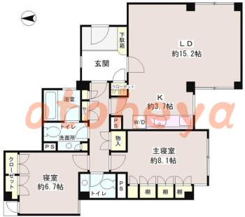 楽器ピアノ可相談 の 賃貸物件 2LDK 29万円の図面１