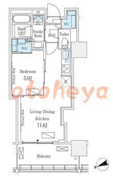 楽器ピアノ可相談 の 賃貸物件 1LDK 23.4万円の図面１