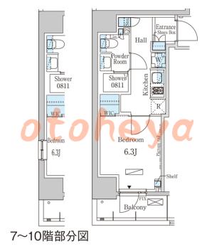 楽器ピアノ可相談 の 賃貸物件 1K 11.7万円の図面１