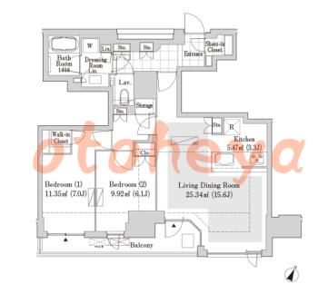 楽器ピアノ可相談 の 賃貸物件 2LDK 50万円の図面１