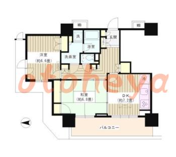 楽器ピアノ可相談 の 賃貸物件 2DK 19.6万円の図面１
