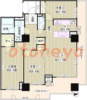 楽器ピアノ可相談 の 賃貸物件 3LDK 57万円の図面１